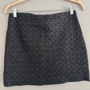 Beaded Leather Mini Skirt